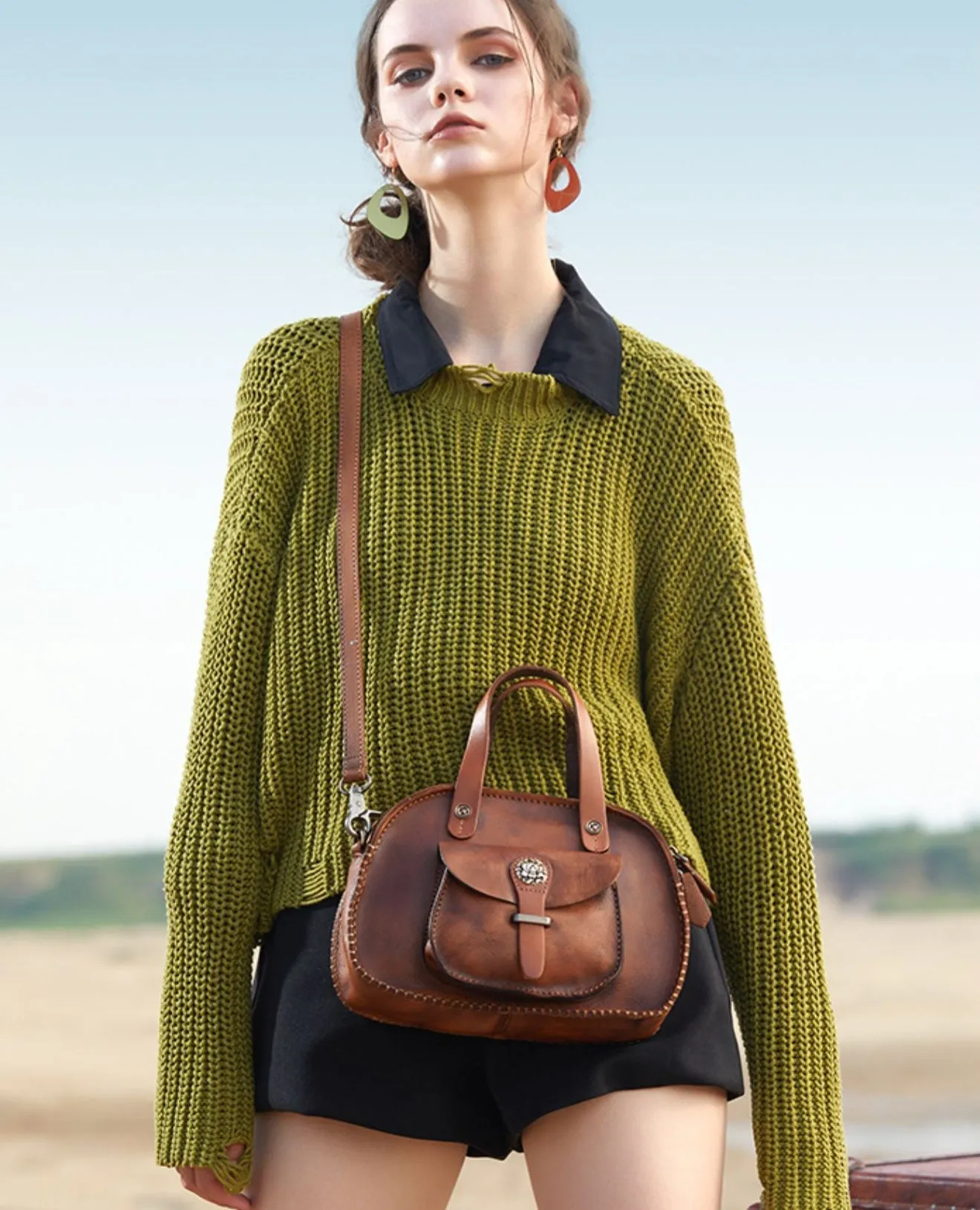 Best Brown Leather Womens Vintage Handbag Handmade Crossbody Purse for Ladies