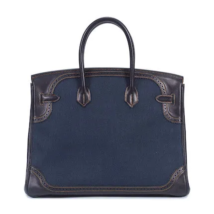 Birkin 35 Denim & Leather Ghillies PHW