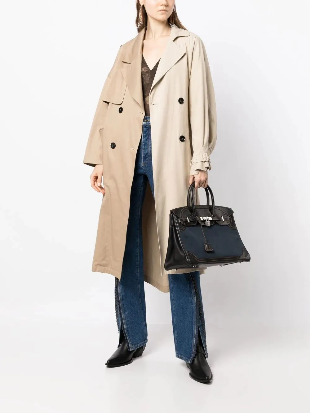 Birkin 35 Denim & Leather Ghillies PHW