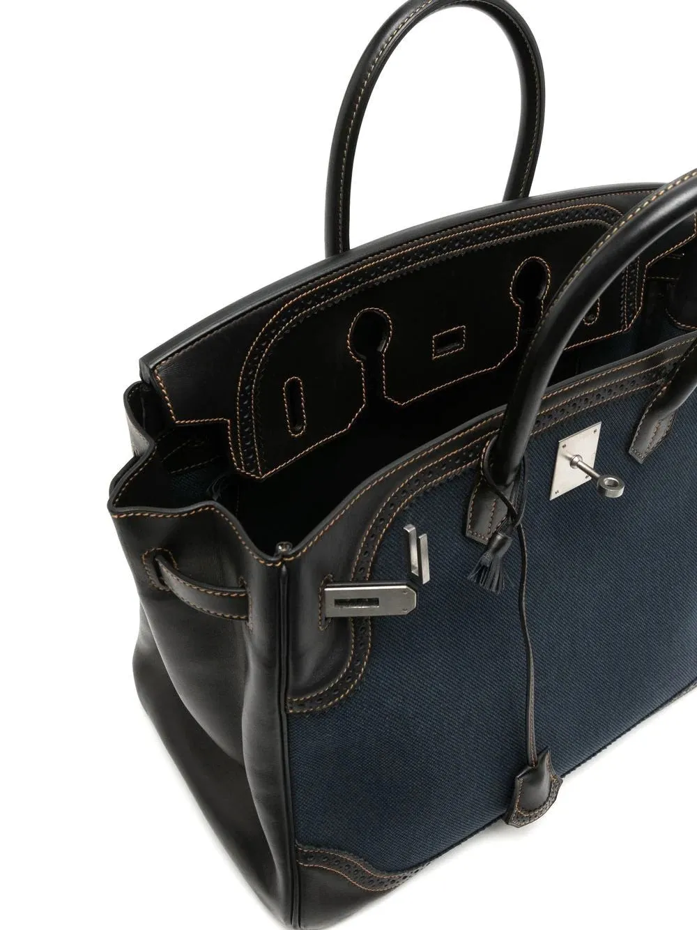 Birkin 35 Denim & Leather Ghillies PHW