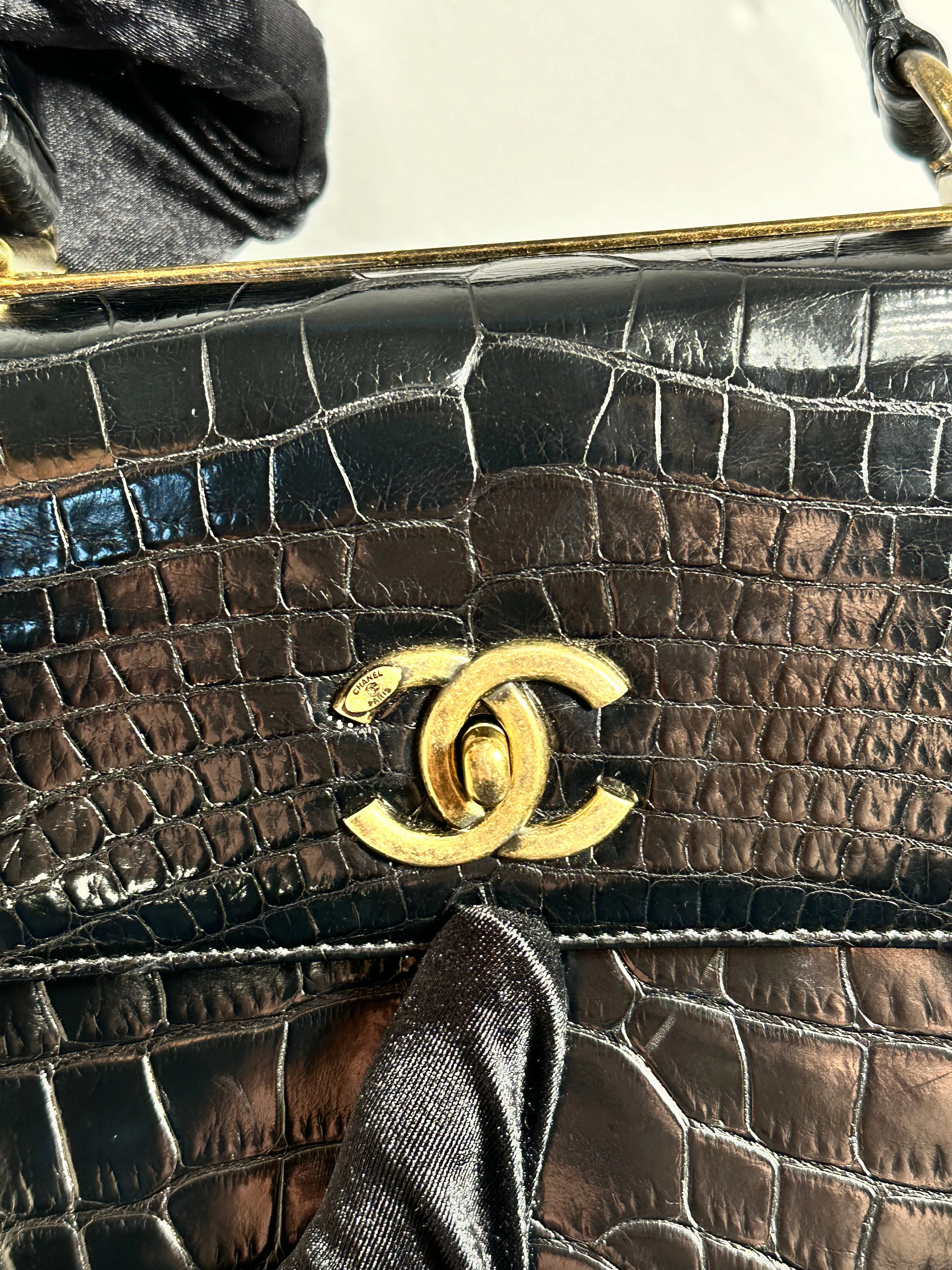 Black Exotic Vintage Flap Bag
