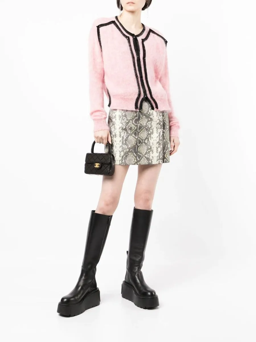 Black Lambskin Kelly Quilted Mini Flap