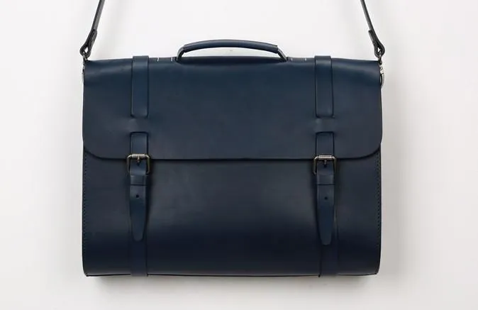 Blue Leather Mens Briefcase Messenger Bag Handbag Shoulder Bag for men
