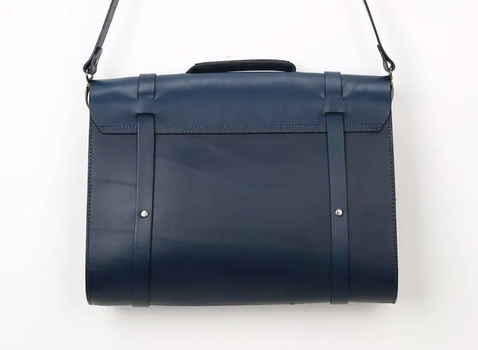 Blue Leather Mens Briefcase Messenger Bag Handbag Shoulder Bag for men