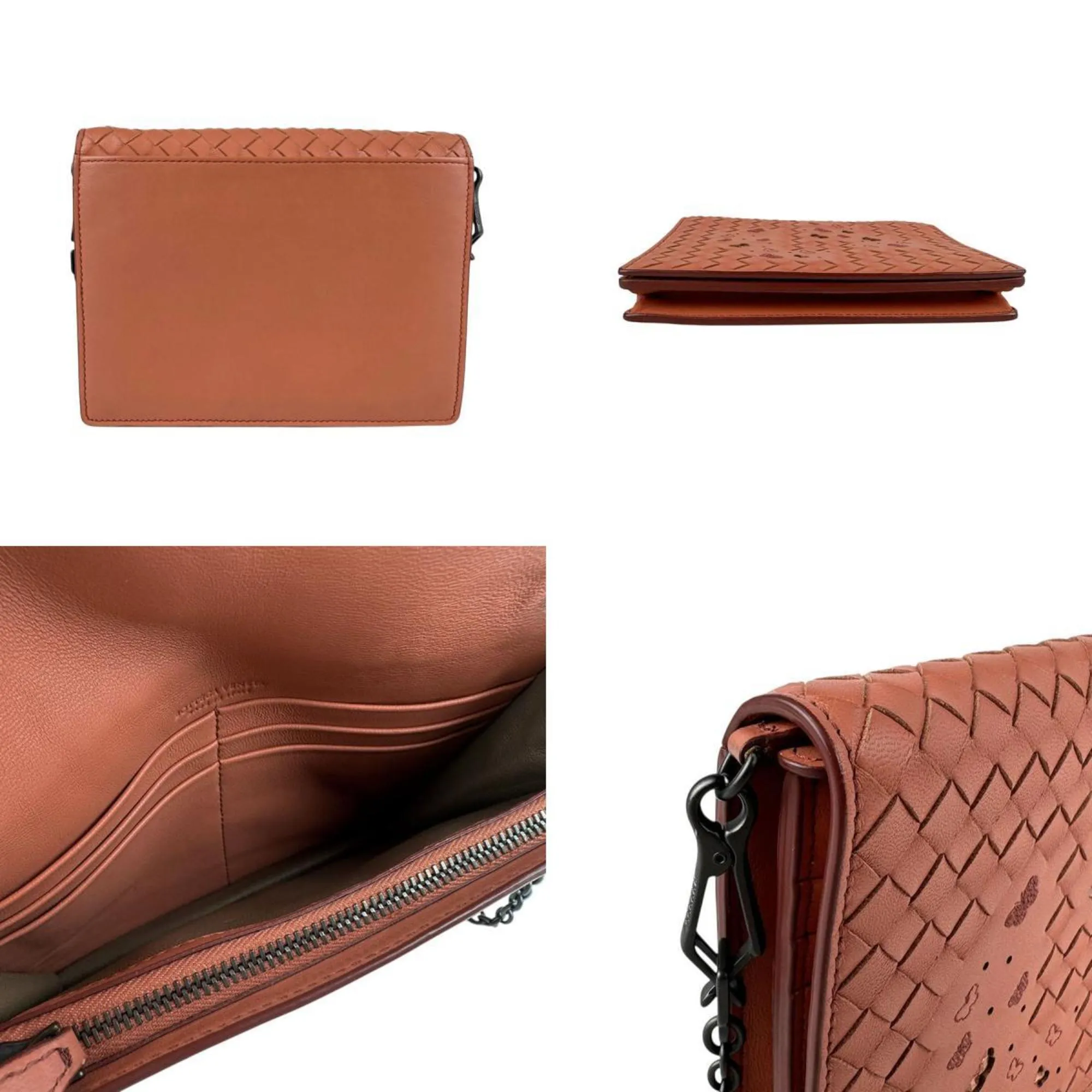 Bottega Veneta Leather Chain/Shoulder Wallet (Pre-Owned)