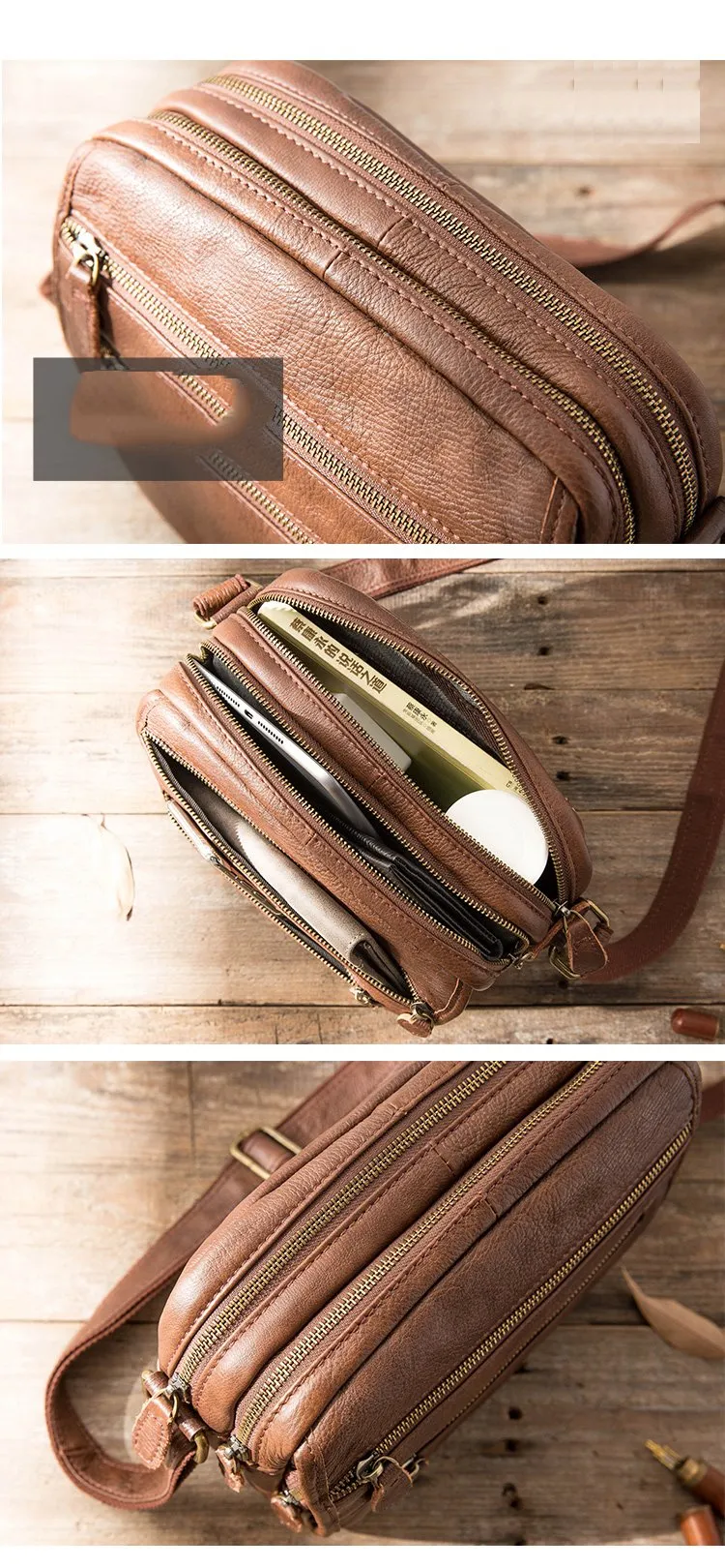 Brown Cool Leather Mens 10 inches Side Bag Small Courier Bag Messenger Bags for Men