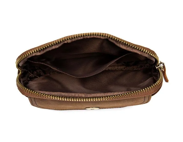 Brown Cool Mens Leather Waist Bag Belt Pouch Belt Bag Waist Phone Holder for Men