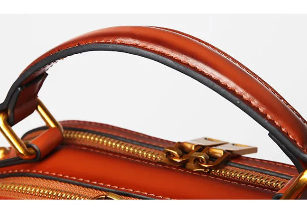 Brown Genuine Leather handbag shoulder bag for women leather Side bag