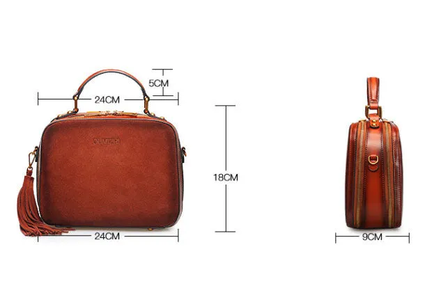 Brown Genuine Leather handbag shoulder bag for women leather Side bag
