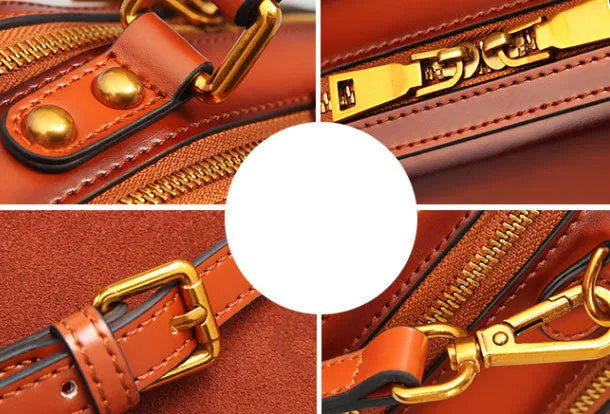 Brown Genuine Leather handbag shoulder bag for women leather Side bag
