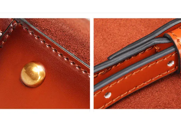 Brown Genuine Leather handbag shoulder bag for women leather Side bag