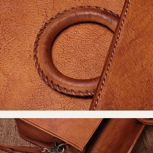 Brown Ladies Vintage Leather Shoulder Satchel Purse Green Handbags Structured Satchel Purse for Ladies