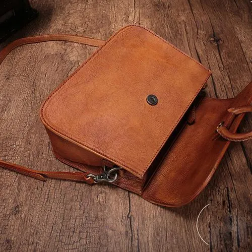 Brown Ladies Vintage Leather Shoulder Satchel Purse Green Handbags Structured Satchel Purse for Ladies