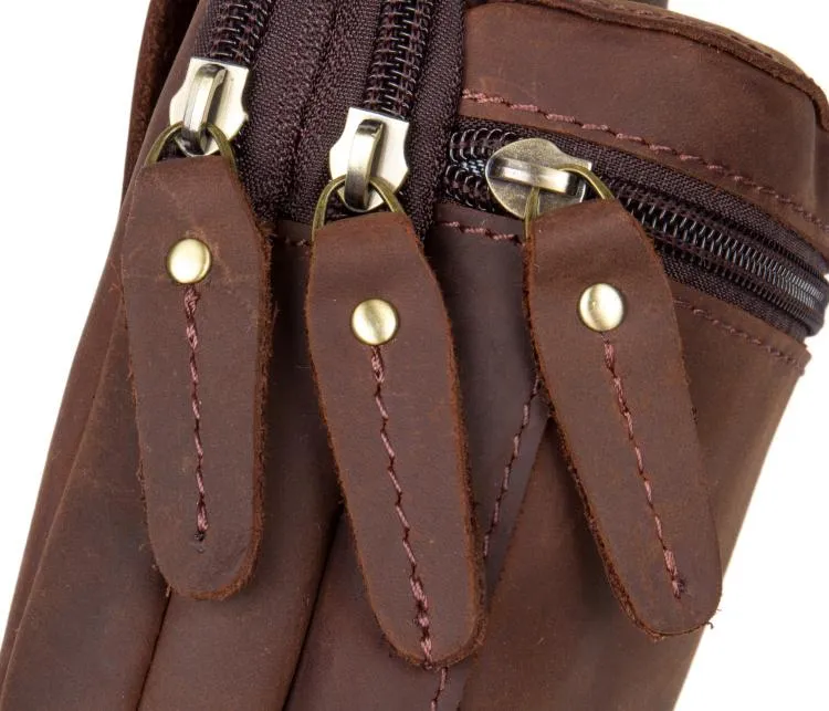 Brown Leather Belt Pouch Mens Small Belt Case Belt Bag Small Waist Bag for Men