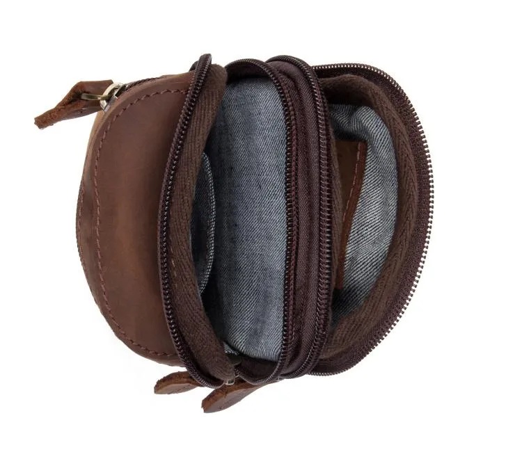Brown Leather Belt Pouch Mens Small Belt Case Belt Bag Small Waist Bag for Men