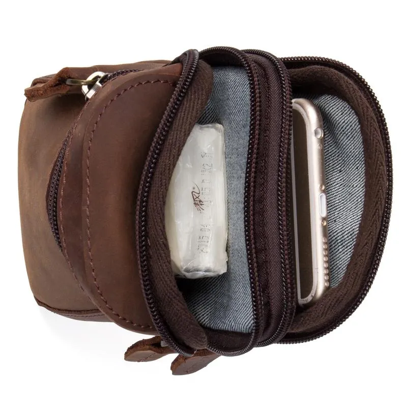 Brown Leather Belt Pouch Mens Small Belt Case Belt Bag Small Waist Bag for Men