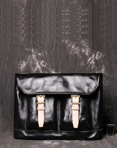 Brown Leather Men Satchel Side Bag Messenger Bag Black Courier Bag For Men