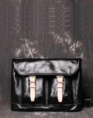 Brown Leather Men Satchel Side Bag Messenger Bag Black Courier Bag For Men