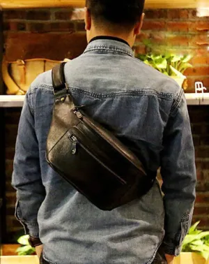 Brown LEATHER MENS FANNY PACK FOR MEN BUMBAG Black WAIST BAGS FOR MEN