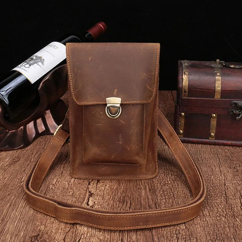 Brown Leather Small Belt Pouch Belt Bag Small Shoulder Bag Waist Bag For Men