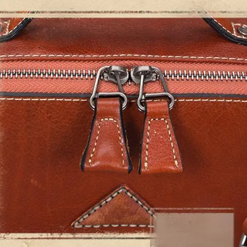 Brown Leather Womens Small Box Handbag Shoulder Purse Satchel Womens Mini Side Bag Purse