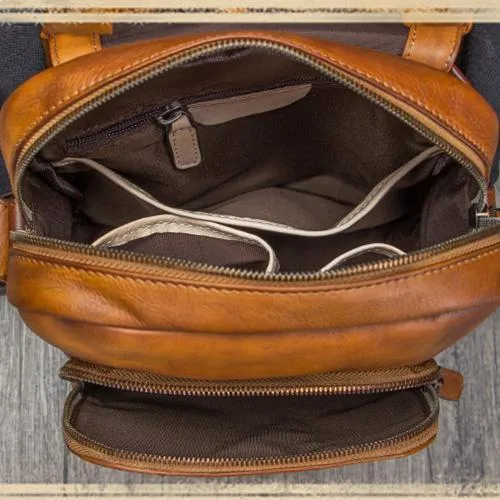 Brown Mens Leather Vintage Vertical Small Messenger Bags Small Side Bag Blue Courier Bag for Men