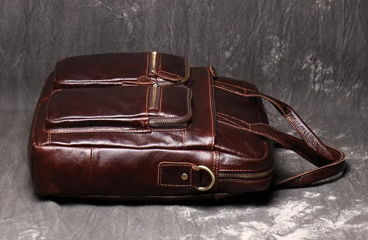 Brown Oiled Leather Men's Brown Professional Briefcase 15???? Laptop Handbag Business Bag For Men