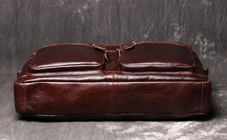 Brown Oiled Leather Men's Brown Professional Briefcase 15???? Laptop Handbag Business Bag For Men