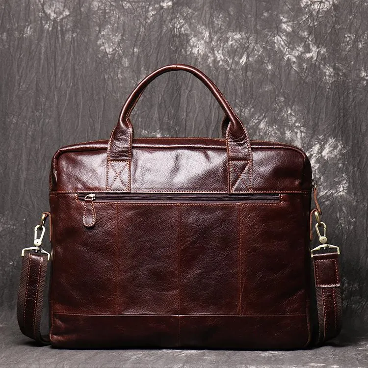 Brown Oiled Leather Men's Brown Professional Briefcase 15???? Laptop Handbag Business Bag For Men