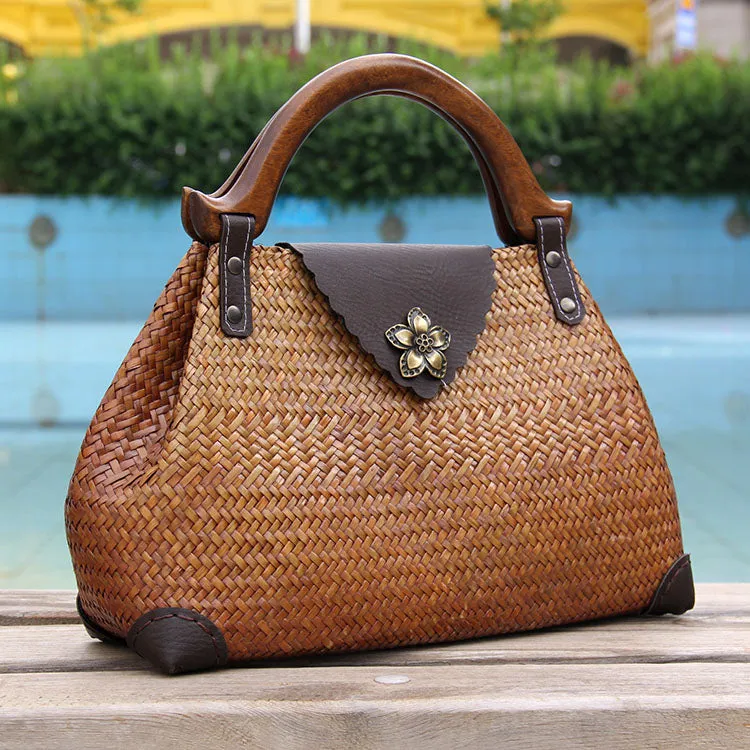 Brown Vintage Leather Ladies Satchel Handbag Black Shoulder Bag Purse for Women