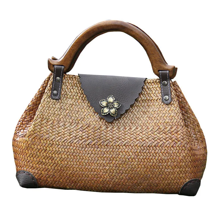 Brown Vintage Leather Ladies Satchel Handbag Black Shoulder Bag Purse for Women