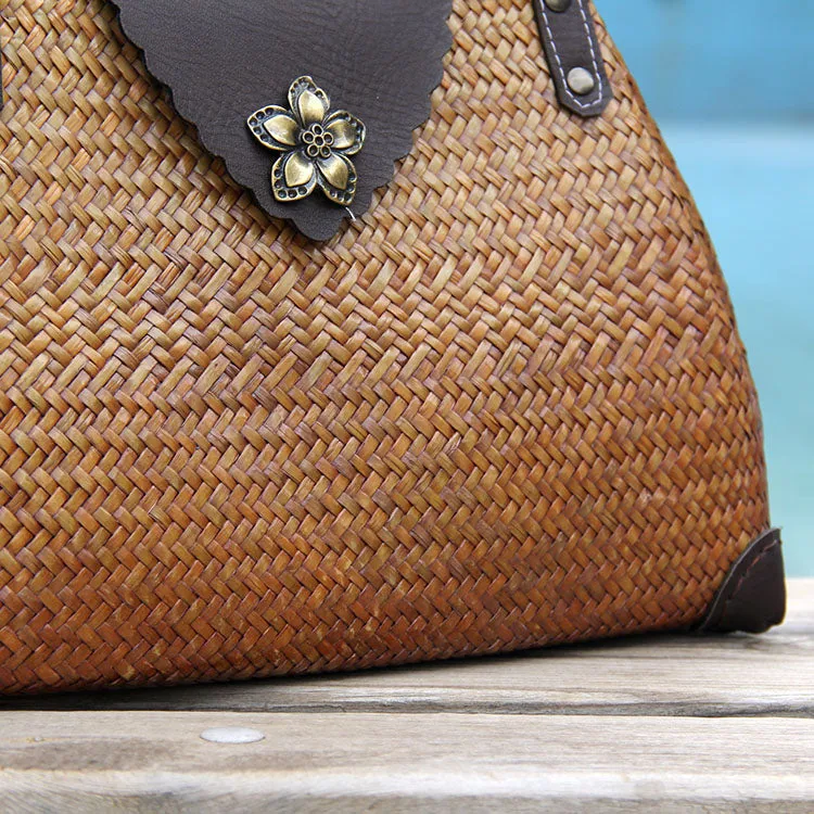 Brown Vintage Leather Ladies Satchel Handbag Black Shoulder Bag Purse for Women