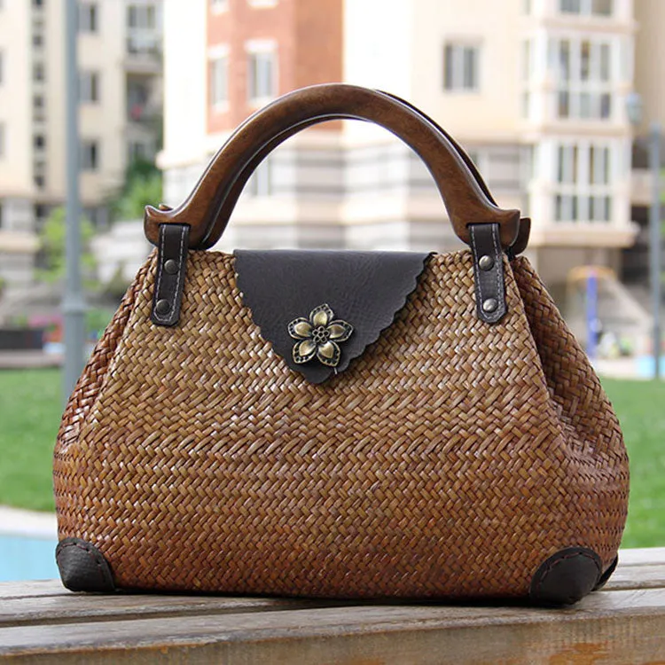 Brown Vintage Leather Ladies Satchel Handbag Black Shoulder Bag Purse for Women