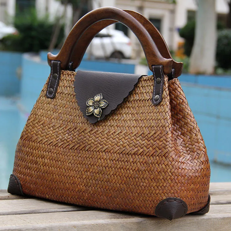 Brown Vintage Leather Ladies Satchel Handbag Black Shoulder Bag Purse for Women