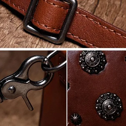 Brown Vintage Womens Leather Boston Handbag Purse Black Side Bag Boston Purse for Ladies