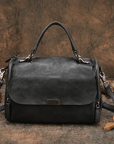 Brown Vintage Womens Leather Handbag Purse Handbag Rivet Shoulder Bag for Ladies