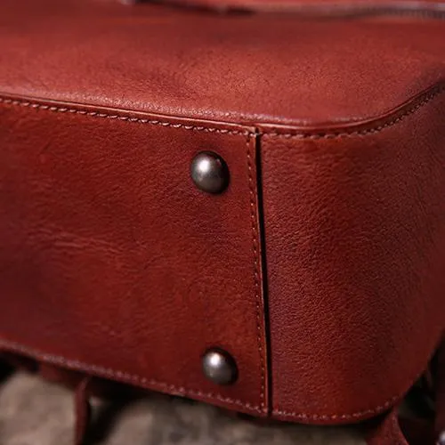 Brown Vintage Womens Leather Purse Tassel Handbag Red Shoulder Bag Crossbody Purses for Ladies
