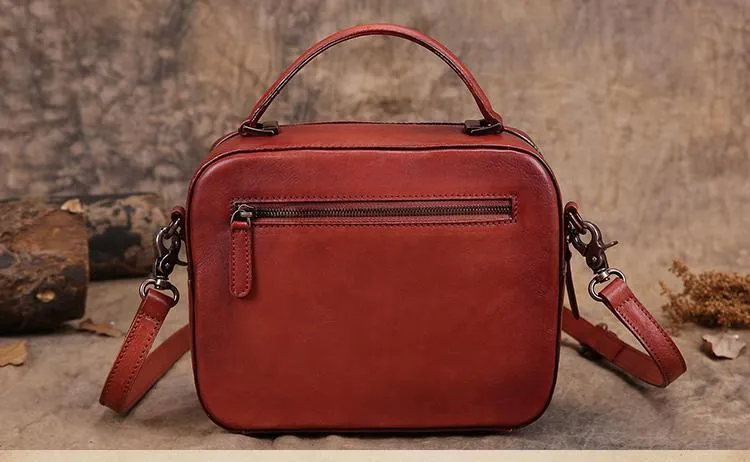 Brown Vintage Womens Leather Purse Tassel Handbag Red Shoulder Bag Crossbody Purses for Ladies