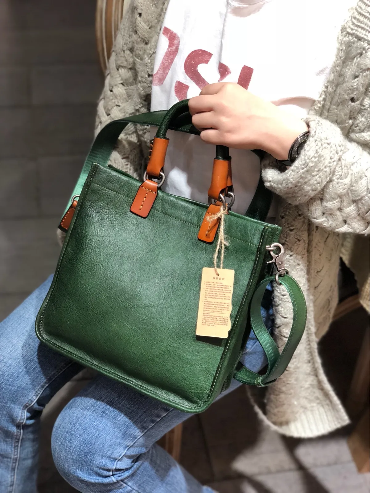 Brown Womens Vintage Leather Square Handbag Purse Black Crossbody Purse for Ladies