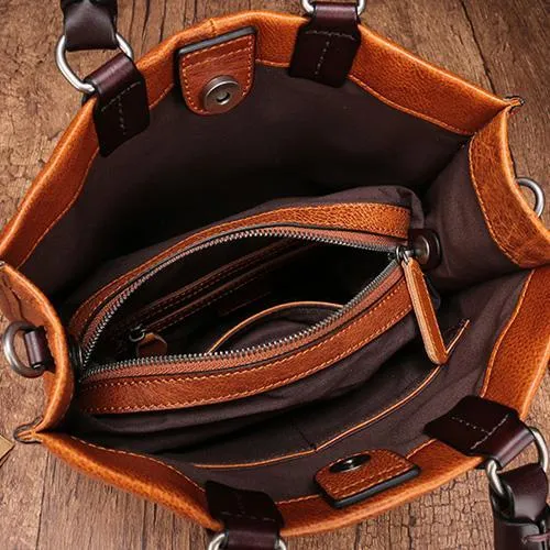 Brown Womens Vintage Leather Square Handbag Purse Black Crossbody Purse for Ladies
