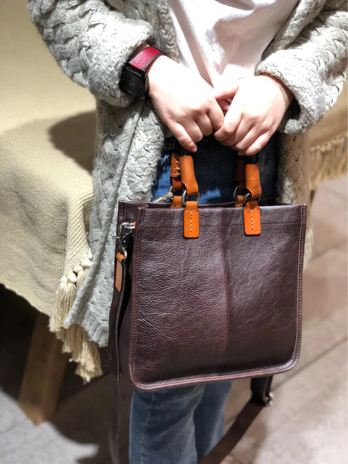 Brown Womens Vintage Leather Square Handbag Purse Black Crossbody Purse for Ladies