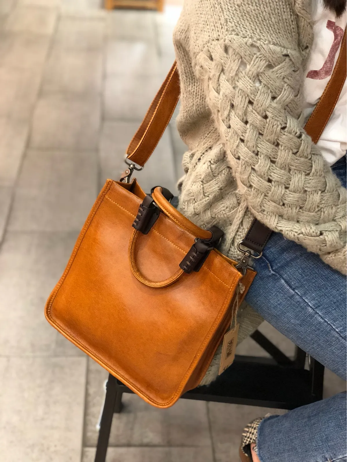 Brown Womens Vintage Leather Square Handbag Purse Black Crossbody Purse for Ladies