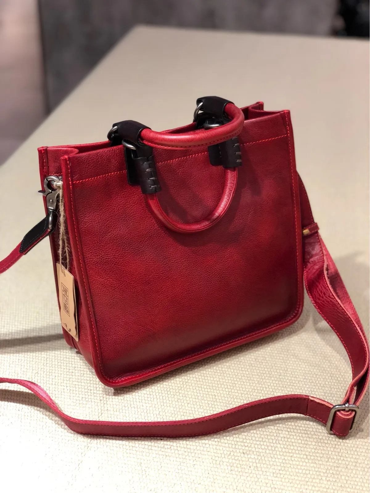 Brown Womens Vintage Leather Square Handbag Purse Black Crossbody Purse for Ladies