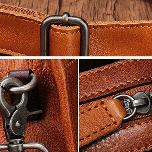 Brown Womens Vintage Leather Square Handbag Purse Black Crossbody Purse for Ladies