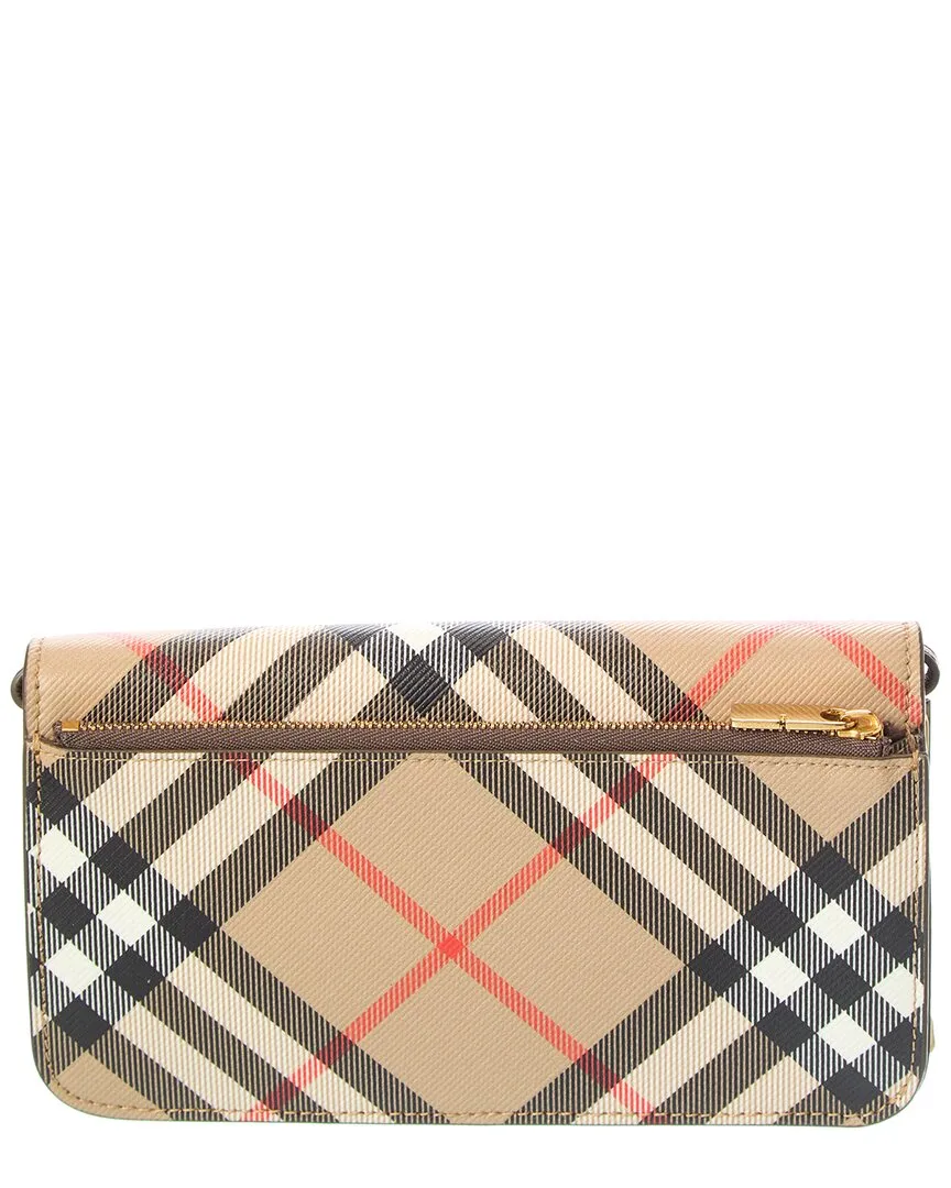 Burberry Check E-Canvas & Leather Wallet On Chain