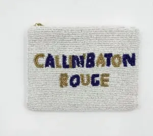 Callin Baton Rouge Lsu Tigers Harper Coin Purse In Metallic Gold