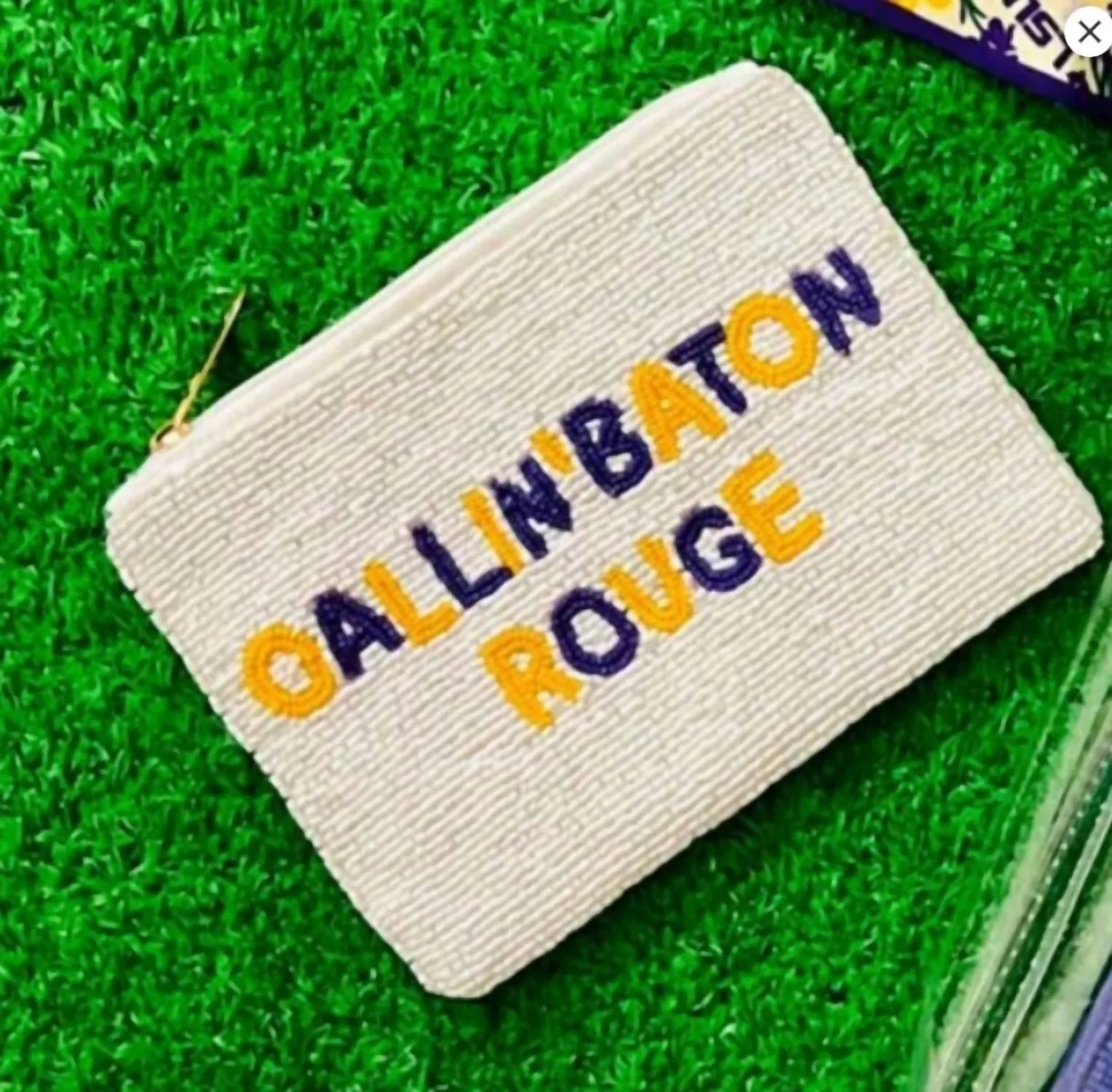 Callin Baton Rouge Lsu Tigers Harper Coin Purse In Metallic Gold