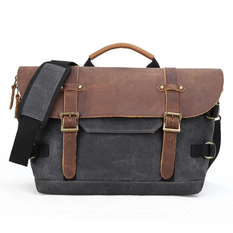 Canvas Leather Mens 14???? CANON CAMERA Messenger Bag NIKON CAMERA Side BAG DSLR CAMERA BAG