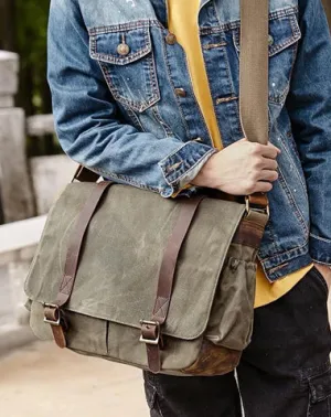 Canvas Leather Mens Waterproof 14'' Green CANON CAMERA Khaki Messenger Bag NIKON CAMERA Side BAG Gray DSLR CAMERA BAG