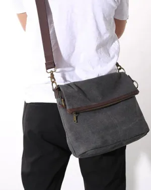 Canvas Mens 13??Side Bag Courier Bag Gray Postman Bag Messenger Bag for Men